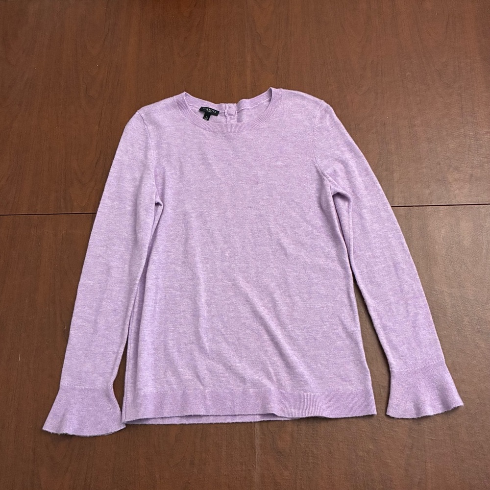 Talbots Purple Fitted Bell Sleeve Lambswool Blend Longsleeve Blouse